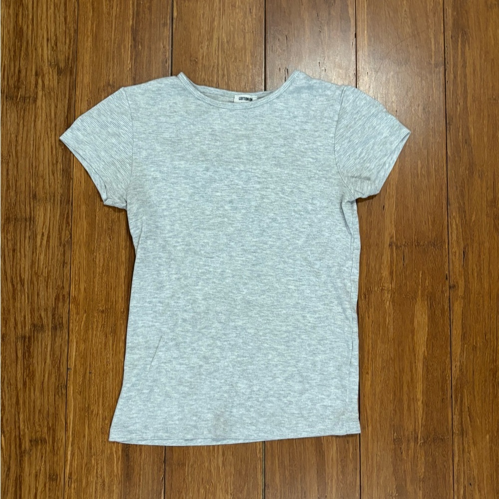 Cotton On Light Gray Ribbed Tee